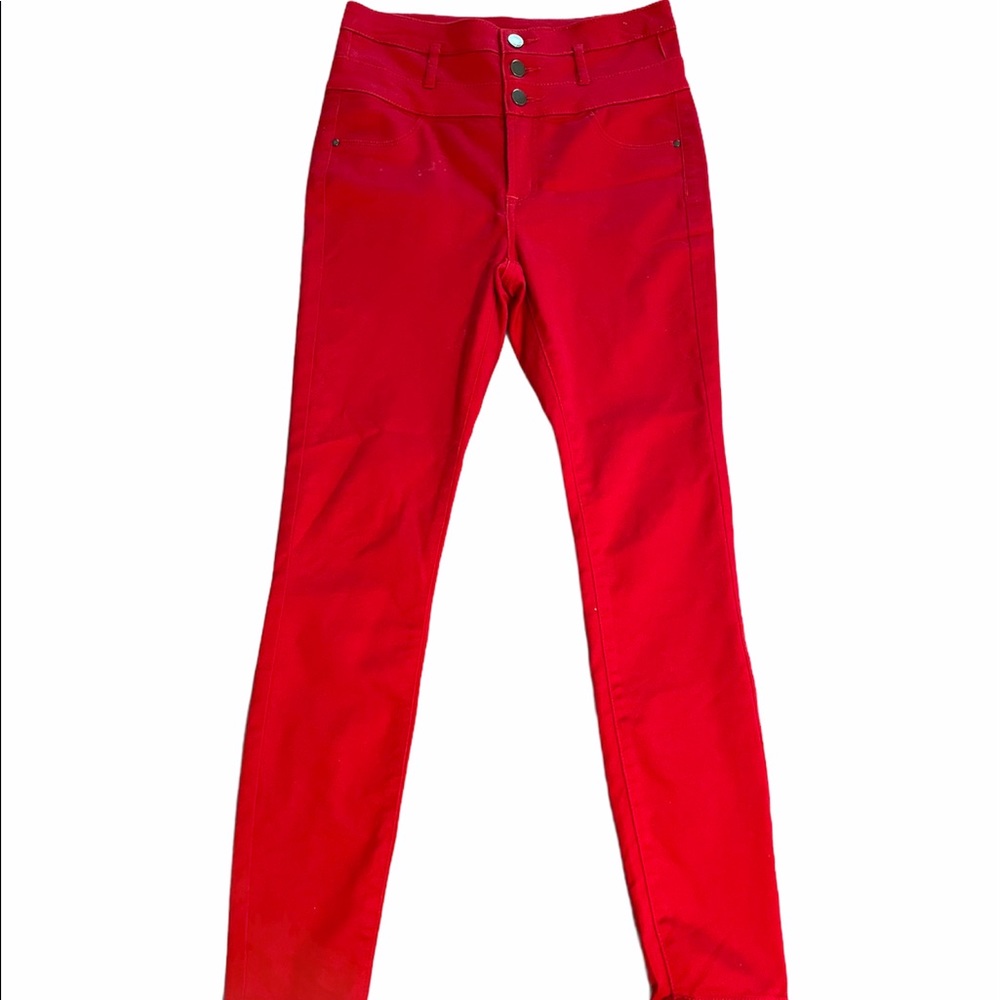 Refuge Red High Waisted Stretch Skinny Jeans